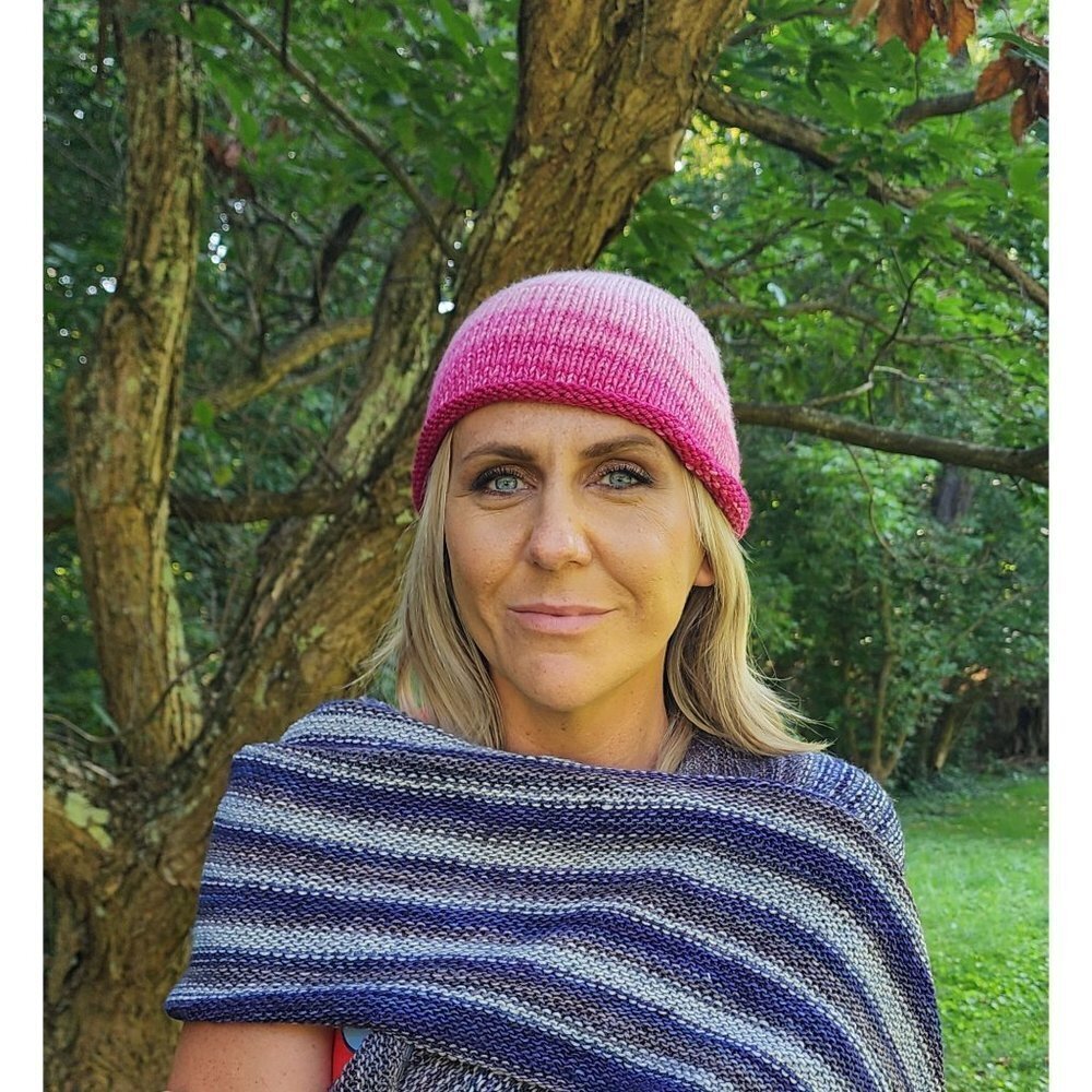 HANDMADE Roll Knit Pink Gradient Beanie Toboggan Hat Cap Unisex Women's Kid's
